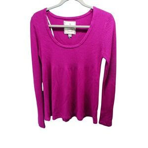 Energie Ribbed Scoop Neck Top L Magenta Purple Y2K Indie Sleaze Knit Sweater